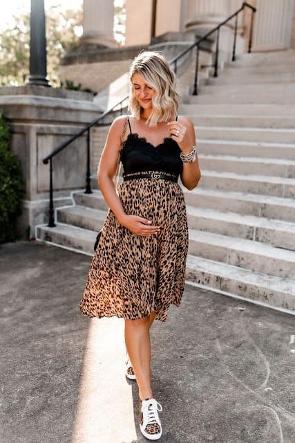 1 – Pair a Cute Black Tank Top with an Animal Printed Skirt