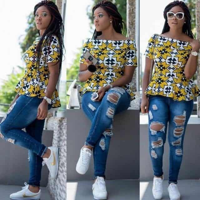 ↓ 21 – Kitenge Ankara Everyday Wear with Jeans