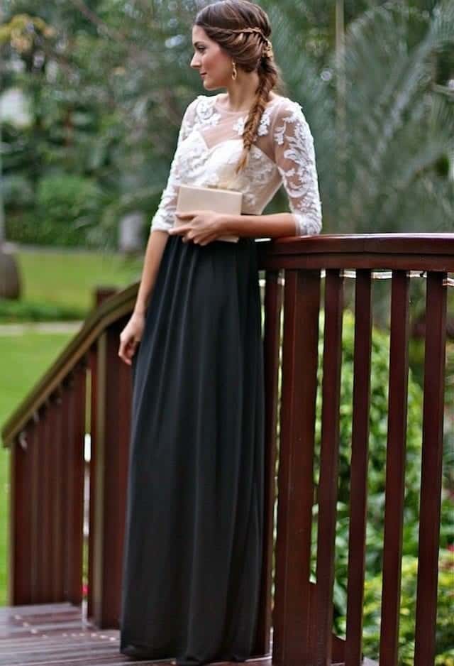 9 – Sheer Shirt with Maxi Skirt