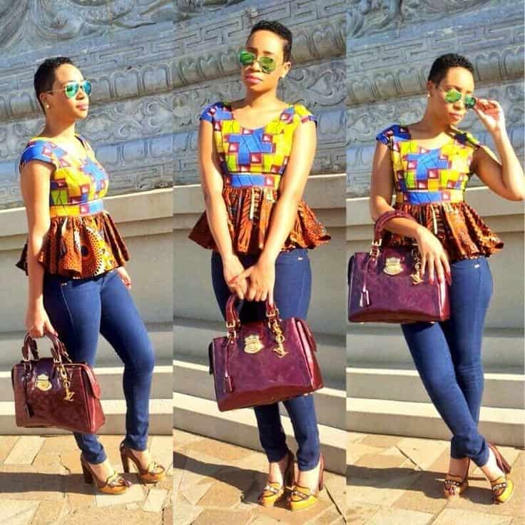 ↓ 21 – Kitenge Ankara Everyday Wear with Jeans