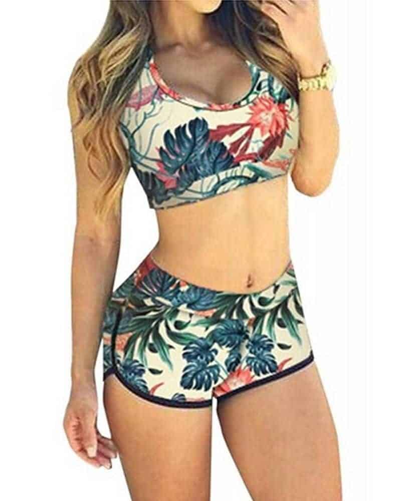 Hawaiian Style Women Board Shorts with Matching Top