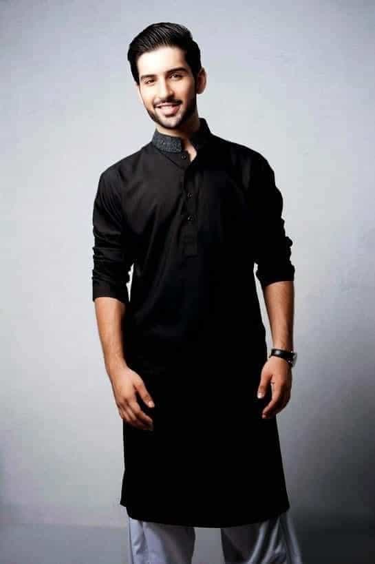 ↓ 7 – Black Kurta with Ban Embroidered Collar