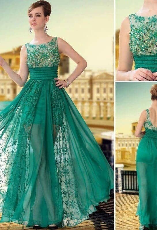 10 – Teal Mesh Gown