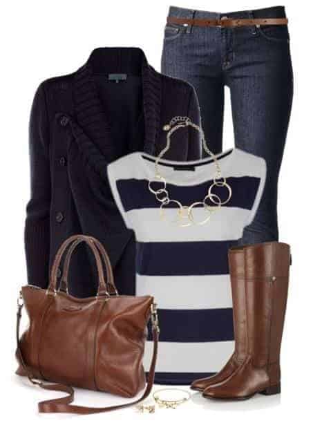 30 – Black Cable Knit Sweater With Brown Long Boots