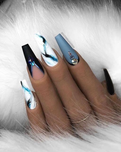 29 – Embellished Marble Nail Art