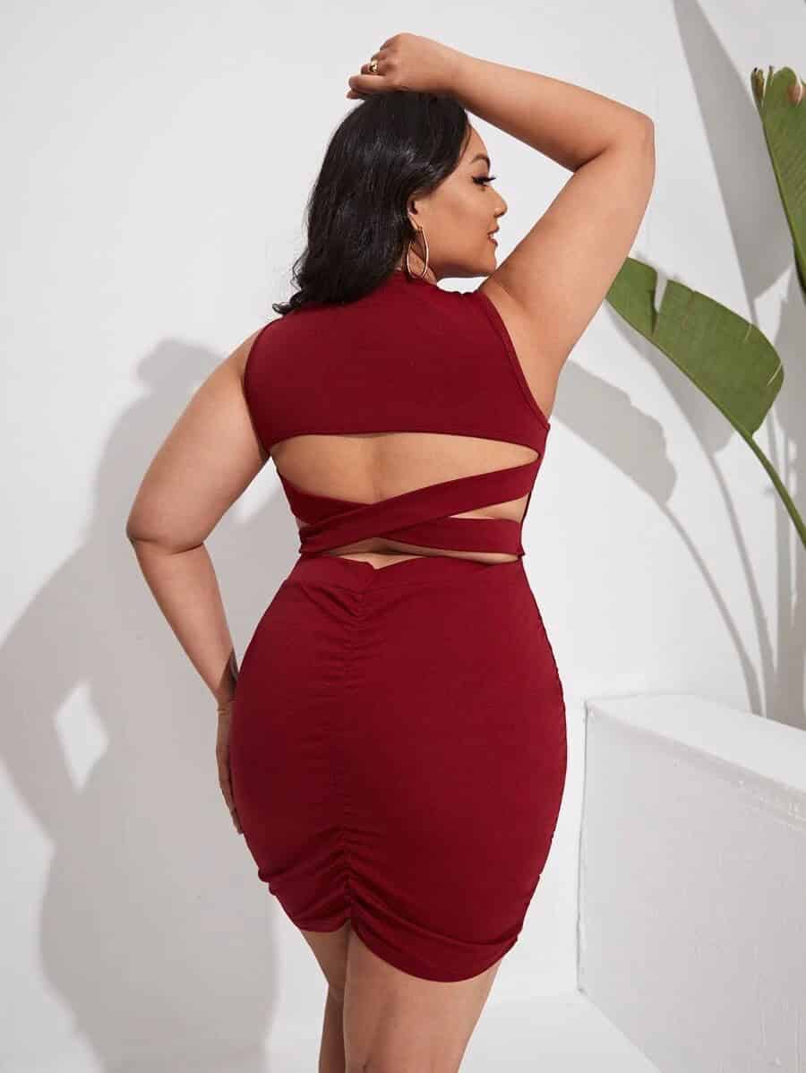 Flaunt your Criss Cross Dress For Plus Size With Messy Bun