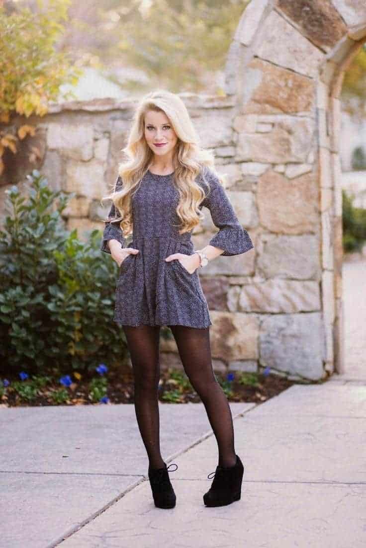 #14. Wedge Booties With Tights