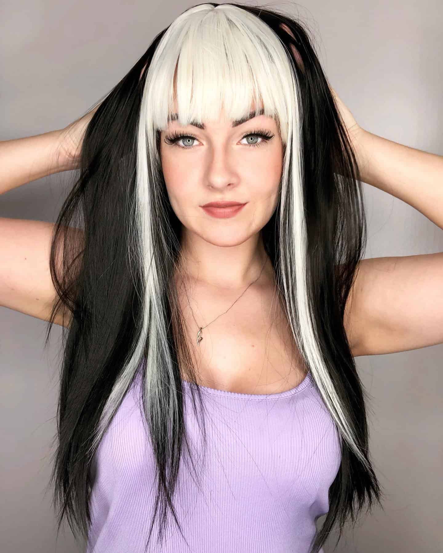 12 – White Bangs with Black Hair