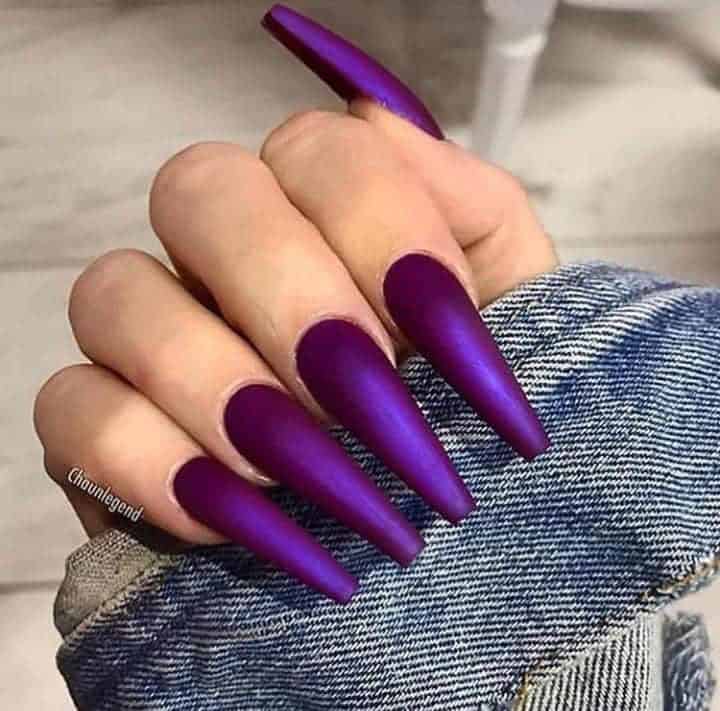 ↓ 65. Metallic Purple Nails