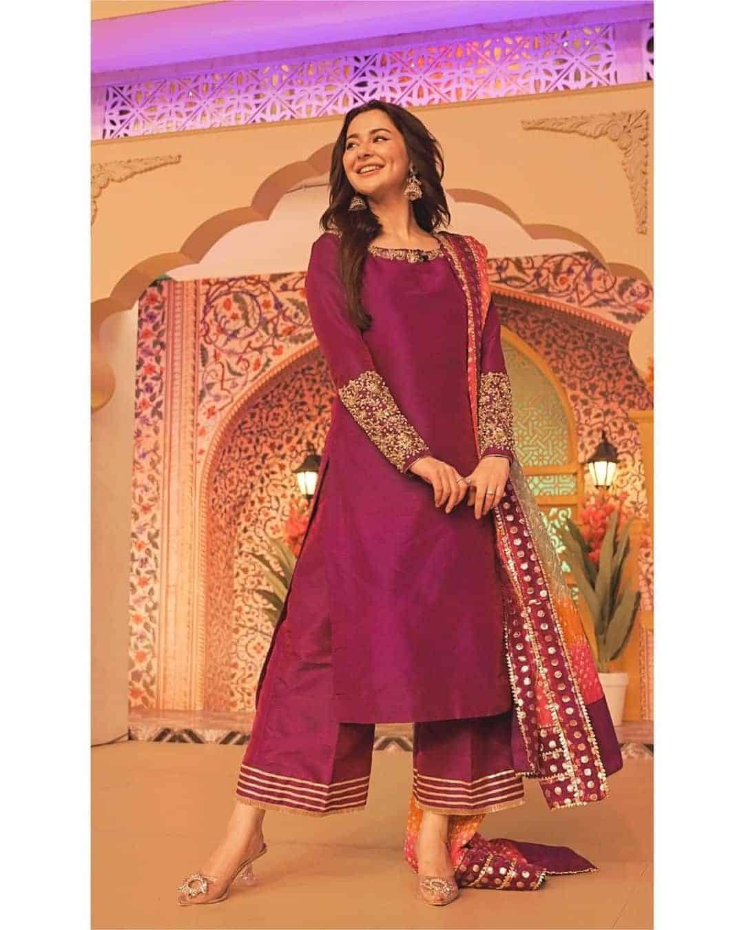 16 – Embroidered Purple Kurta With Palazzo Pants