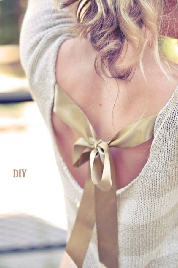 #47-PRETTY DIY BOW SWEATER