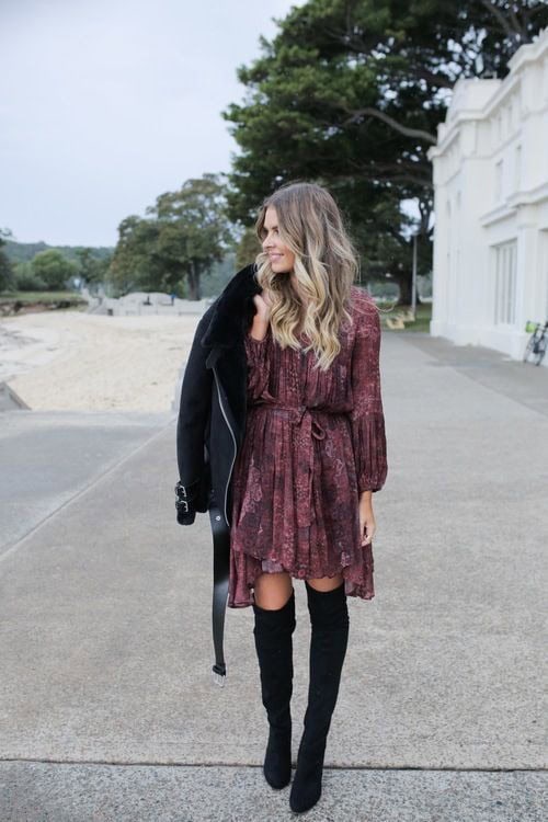 55 – Bell Sleeved Dress With Black Boots