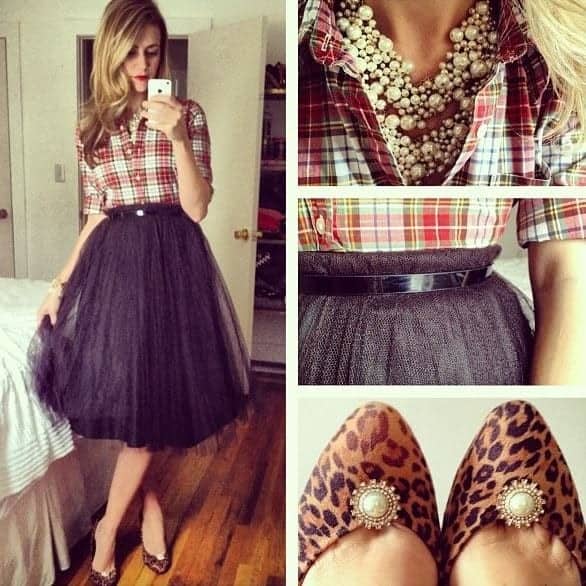 ↓ 17. Country Girl Style Tulle & Plaid