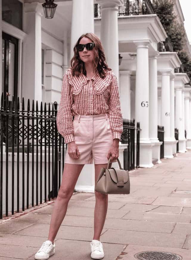 26 – Baby Pink Shorts With White Sneakers