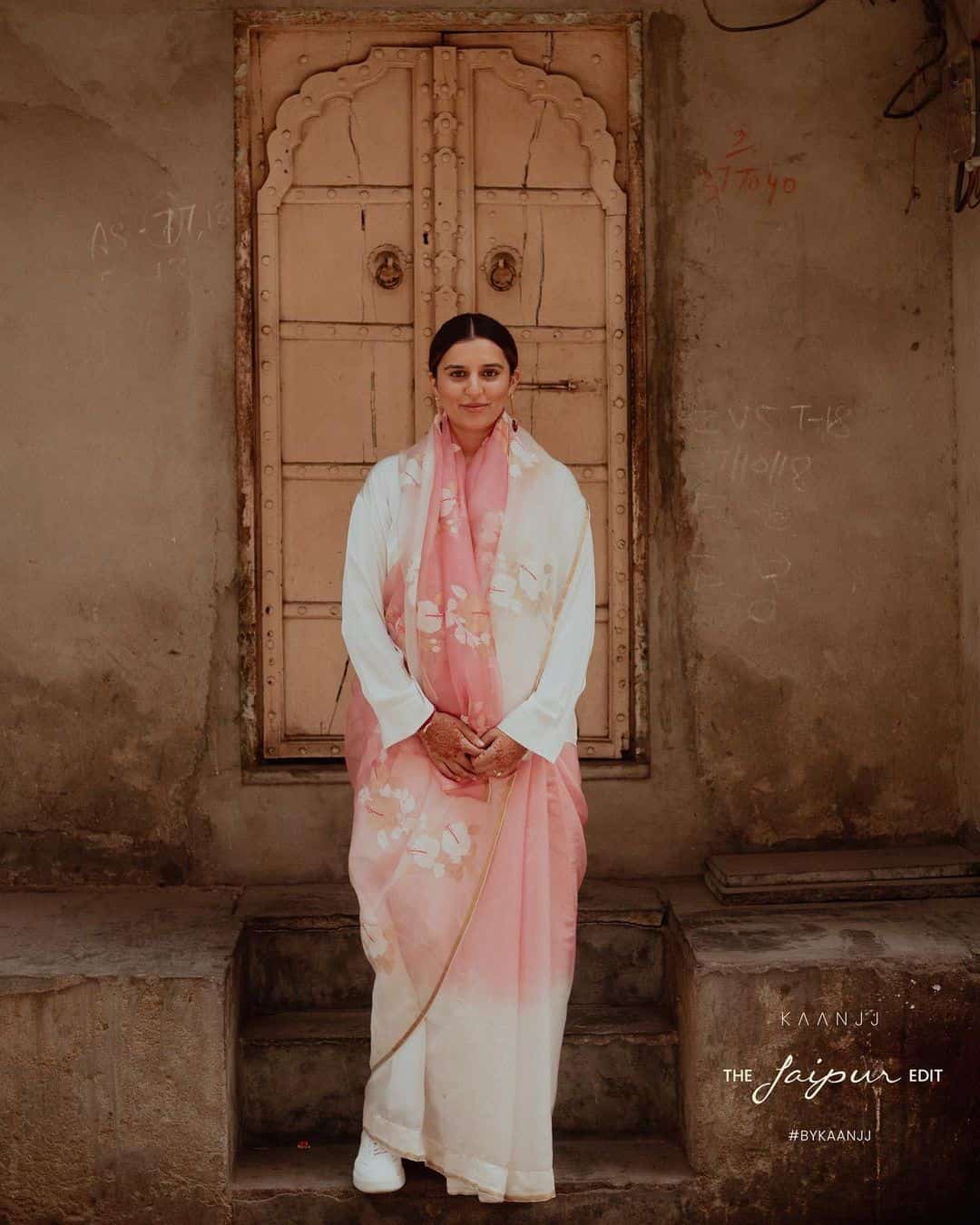 Jamdani Saree Styled with White Shirt