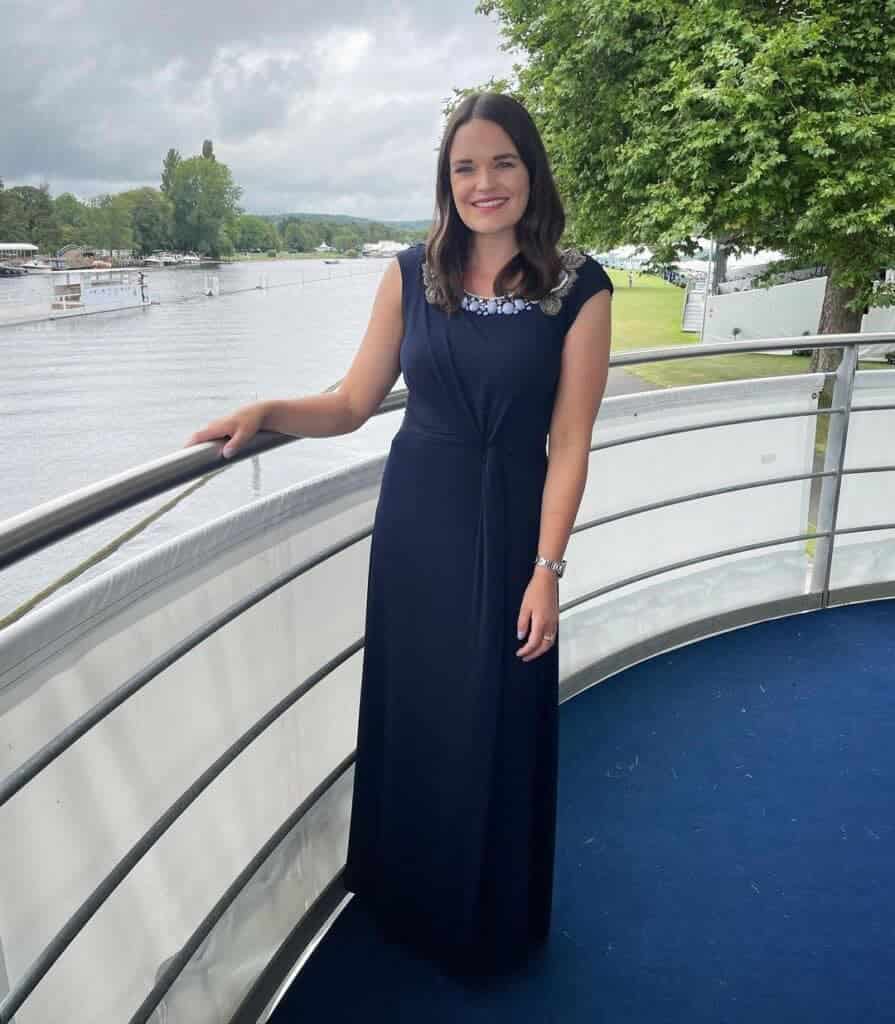 7 – Simple Navy Blue Long Dress Scrunched at the Waist