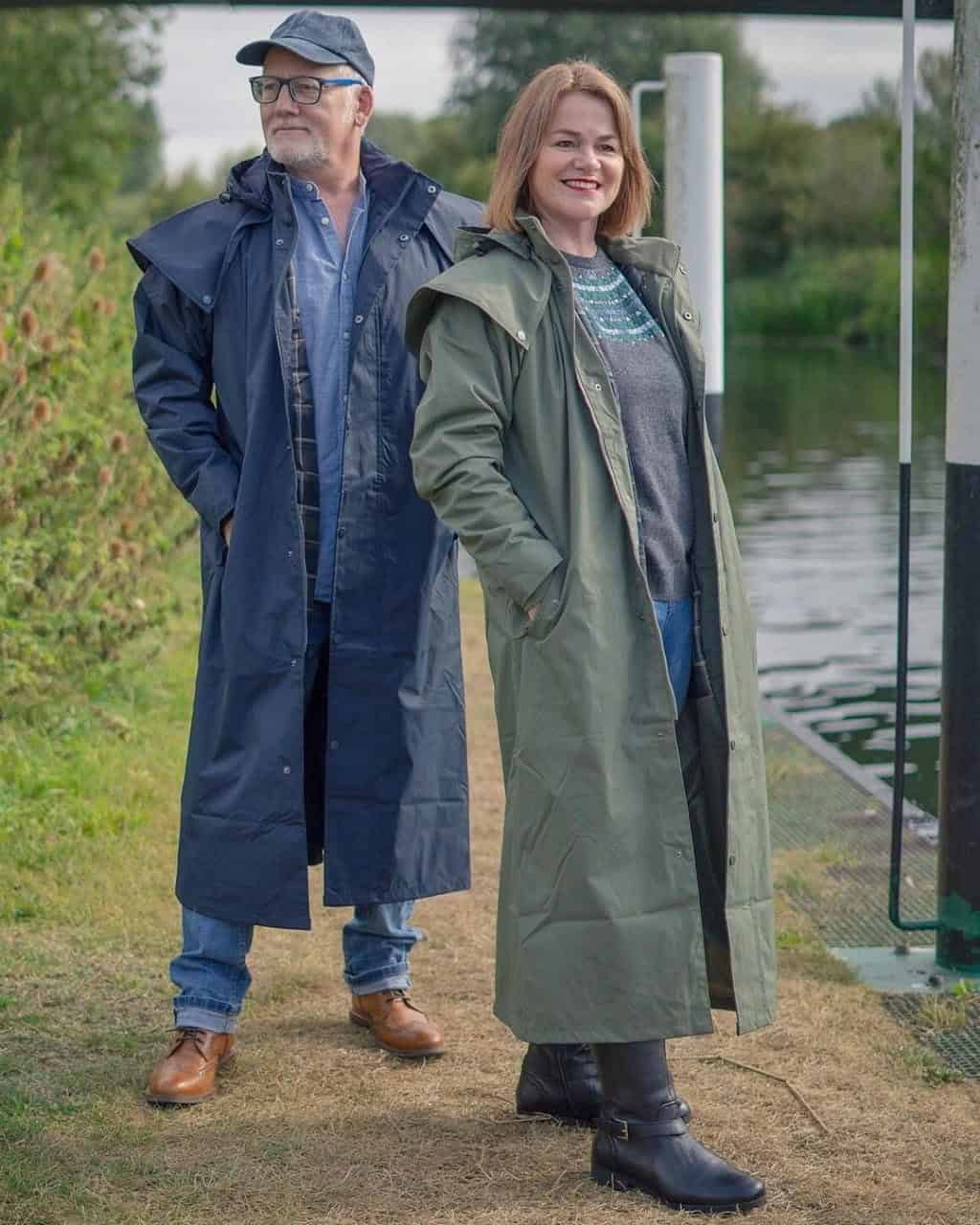 30 – Blue Long Rain Coat With Denim Shirt And Jeans