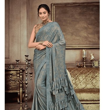 ↓ 4 – Heavy Ruffled Saree For Wedding Parties