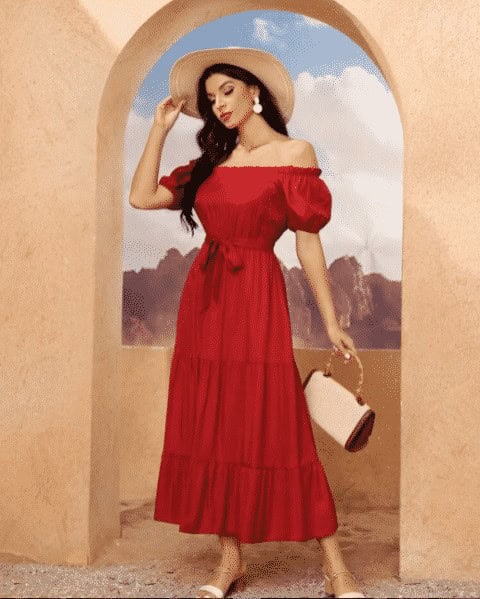 16 – Off Shoulder Red Outfit