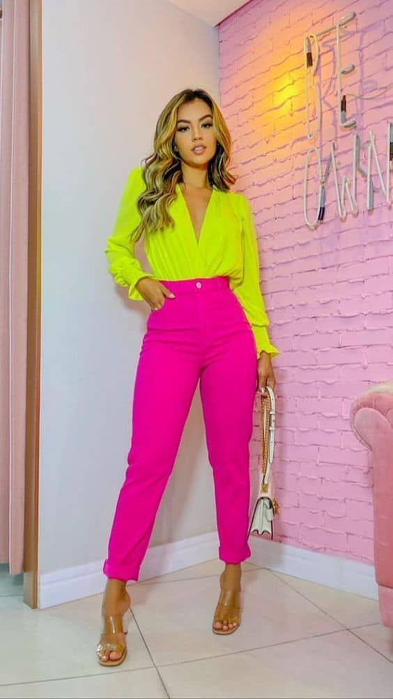 25 – Swap for Lime Heels and a Pink Purse to Color Block Your Fit