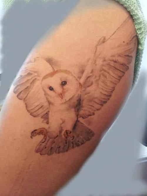 ↓ 14 – Snowy Owl Tattoo Meaning