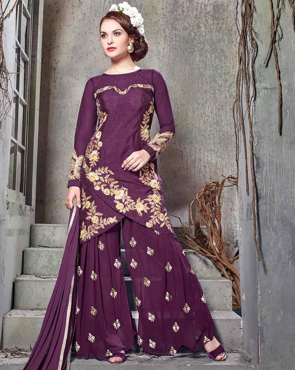 ↓ 16 – Double Layered Kurti With Georgette Palazzo