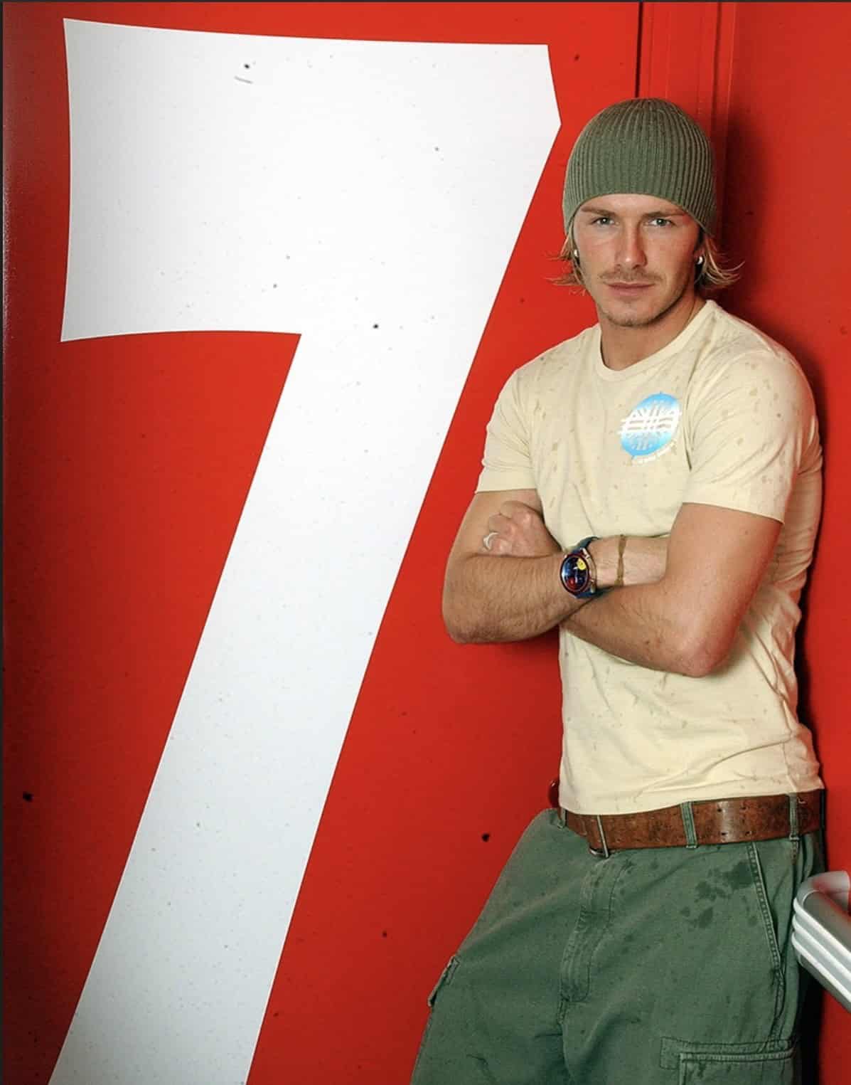 3 – David Beckham’s Green Forest Cargo Pants & Beanie