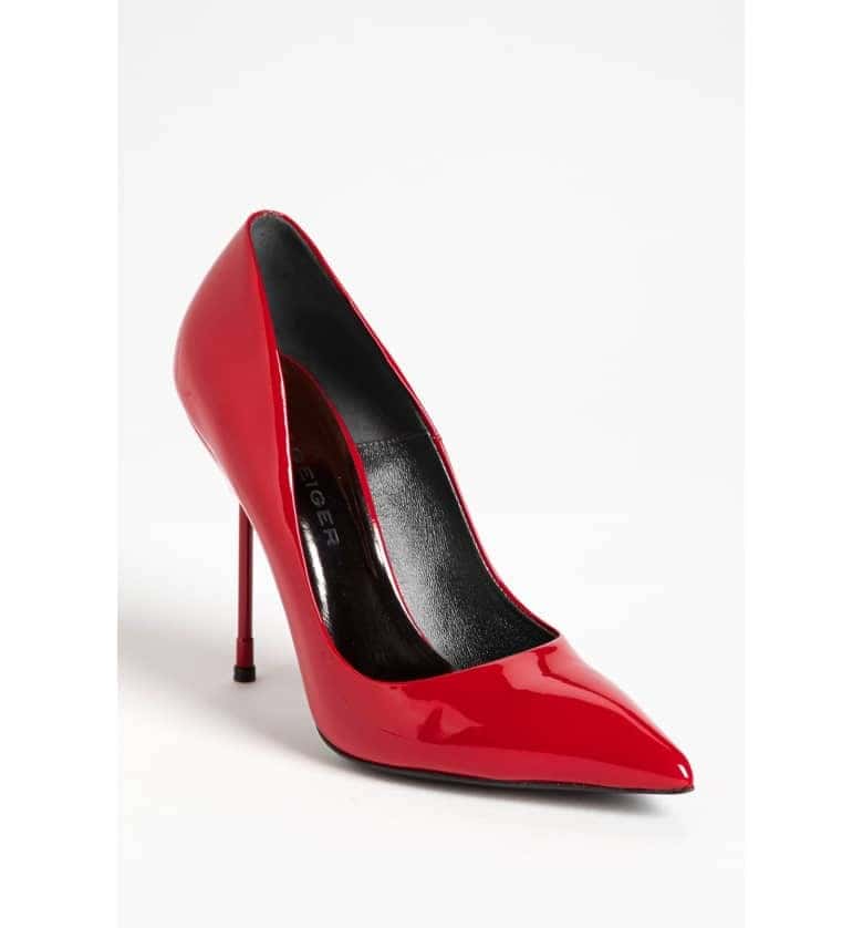 ↓ 2. Glossy Red Pump Heels