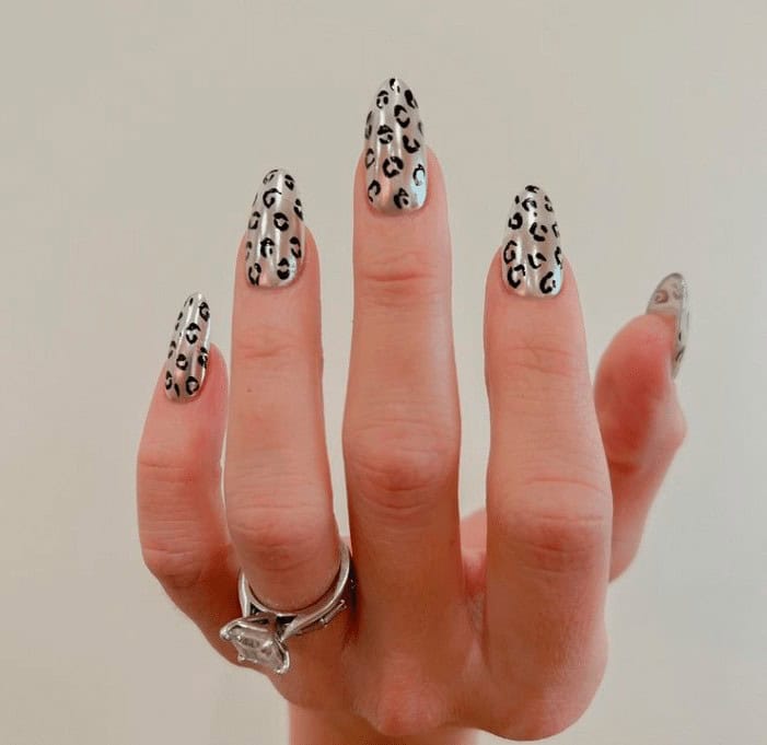 7  – Metallic Leopard Print Nails