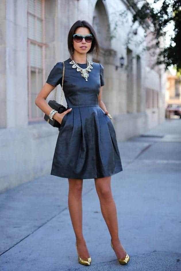 Statement Necklace with Leather Dress