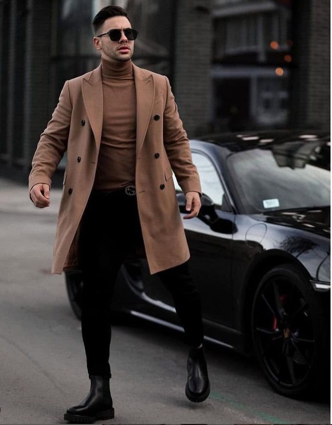 ↓ 20. Overcoat layered with a Matching Turtleneck