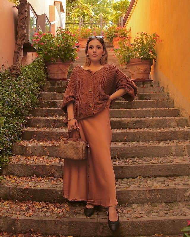 7 – Burnt Sienna Silk dress