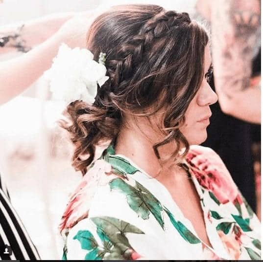 ↓ 17 – Messy Braided Updo Hairstyle for Weddings