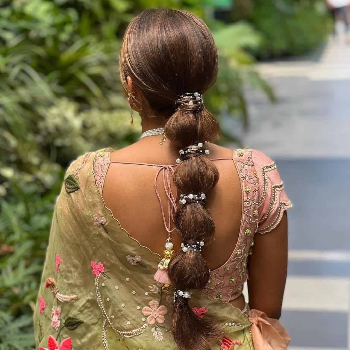 9 – Bubble Ponytail For Indian Weddings