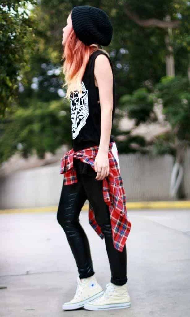 #13. Leather Pants with Vest Tops