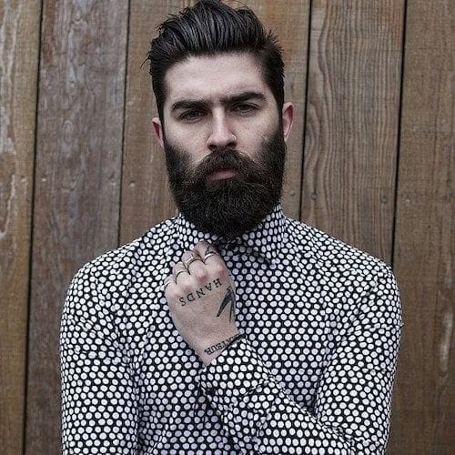 #18- Thick Beard with Medium Length Hairstyle