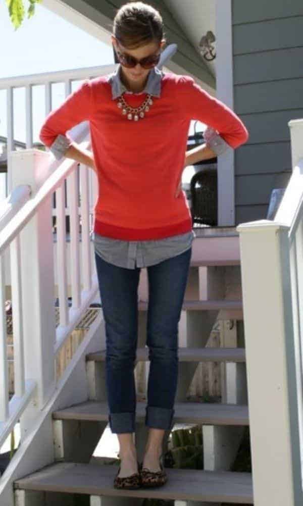 ↓ 13. Spring Wear – Roll up Jeans with Flats