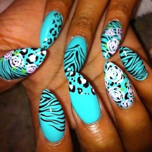 48 – Blue Zebra Print Nails