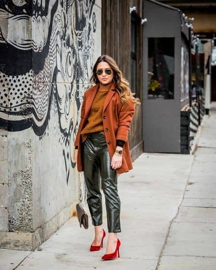 3 – Burnt Orange Outfit With Leather Pants