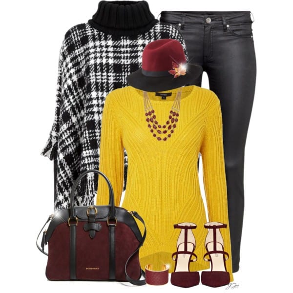 18 – With A Yellow Sweater And Leather Pants