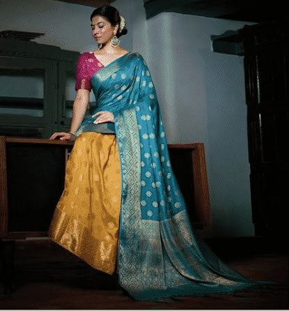 9 – Multi-Color Raw Silk Saree