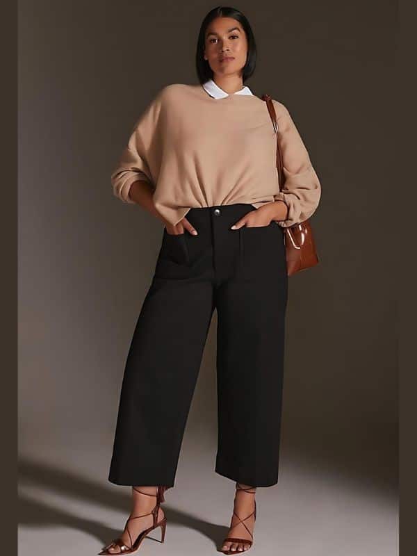 ↓ 16. Sweater and Straight-legged Pants for Plus Size Women