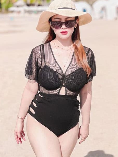 19 – Black Mesh Top Over Two-Piece Set