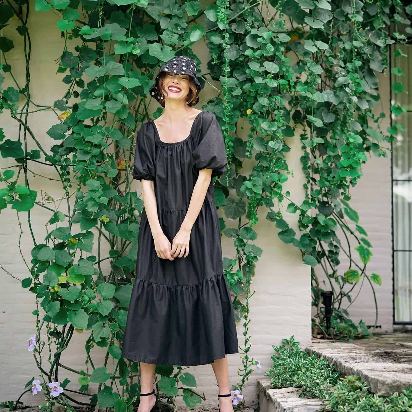 10 – Black Tent Dress with Bucket Hat