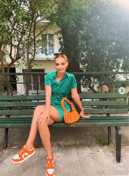 18 – Green And Orange Velvet Dress Outfit