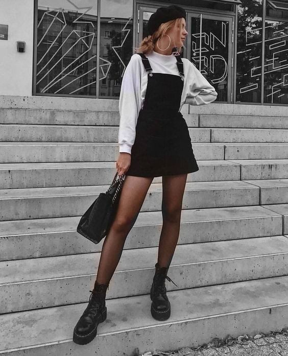 9 – Wear a Baggy White Longsleeve over a Black Mini Dress