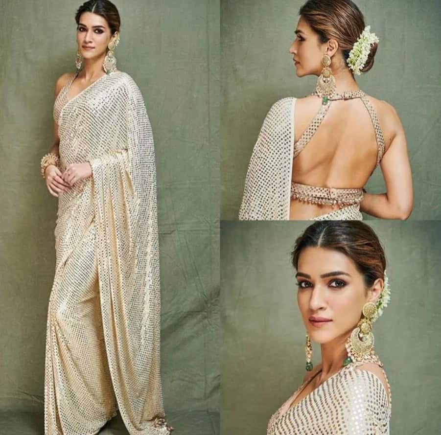 7 – Kriti Sanon In A Gorgeous Gold Sequin Embellished Saree