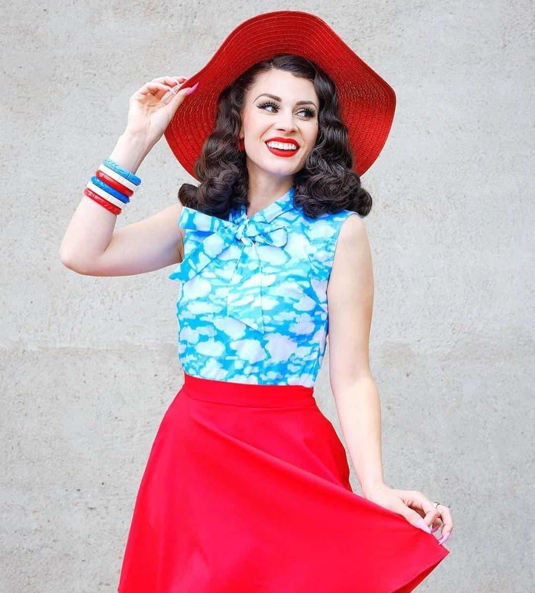 12 – Red Skirt With A Printed Shirt