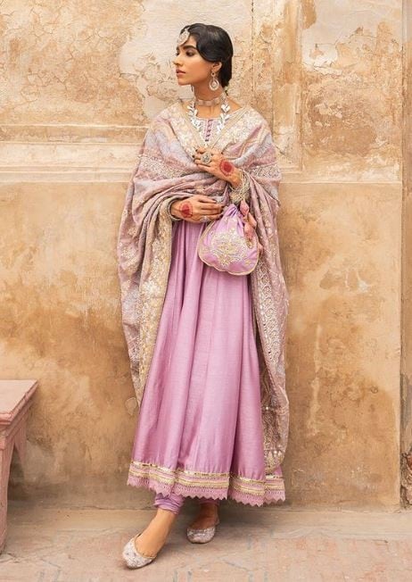 10 – Lilac Anarkali with Choori Pajama and Embellished Dupatta