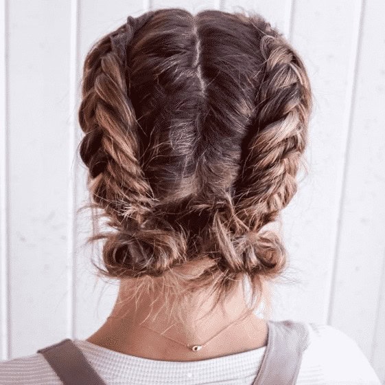 ↓ 1 – Double Dutch Braid Buns